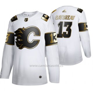 Camiseta Hockey Calgary Flames Johnny Gaudreau Golden Edition Limited Blanco