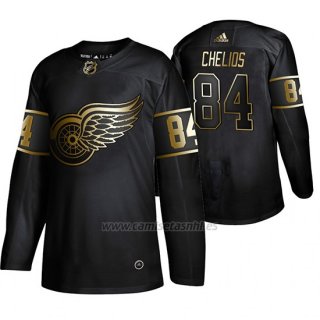 Camiseta Detroit Red Wings Jake Chelios Golden Edition Autentico Negro