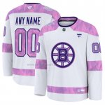 Camiseta Hockey Boston Bruins 2024 Fights Cancer Personalizada Blanco