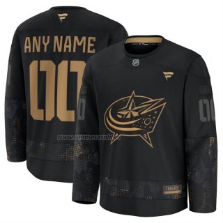 Camiseta Hockey Columbus Blue Jackets 2024 Military Appreciation Personalizada Negro