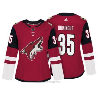 Camiseta Hockey Mujer Arizona Coyotes 35 Louis Domingue Rojo Autentico Jugador