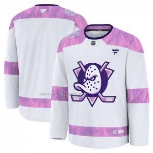 Camiseta Hockey Anaheim Ducks 2024 Fights Cancer Practica Blanco