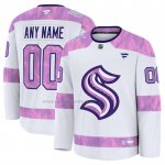 Camiseta Hockey Seattle Kraken 2024 Fights Cancer Personalizada Blanco