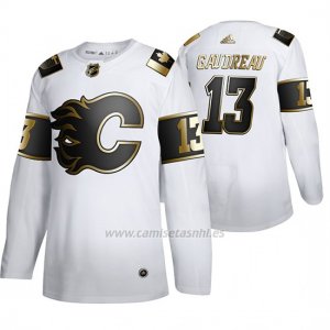 Camiseta Hockey Calgary Flames Johnny Gaudreau Golden Edition Limited Blanco