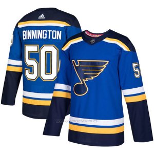 Camiseta Hockey St. Louis Blues Jordan Binnington Primera Autentico Azul