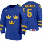 Camiseta Hockey Suecia Mattias Norlinder Away 2020 IIHF World Junior Championship Azul