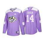 Camiseta Hockey Hombre Autentico Nashville Predators 14 Mattias Ekholm Hockey Fights Cancer 2018 Violeta