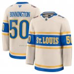 Camiseta Hockey St. Louis Blues Jordan Binnington 2025 Winter Classic Premium Crema