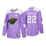 Camiseta Nino Minnesota Wild Niederreiter 2018 Adidas Autentico Fights Cancer Violeta