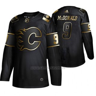 Camiseta Calgary Flames Lanny Mcdonald Golden Edition Retired Jugador Autentico Negro