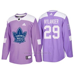 Camiseta Toronto Maple Leafs William Nylander Hockey Fights Cancer Violeta