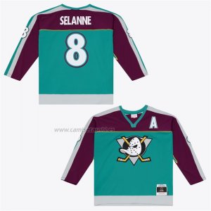 Camiseta Hockey Anaheim Ducks Teemu Selanne 1997-98 Alterno Captain Patch Power Play Verde