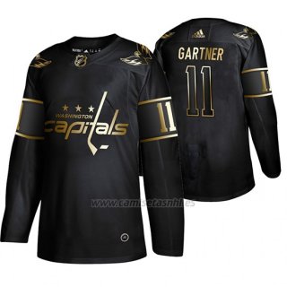 Camiseta Washington Capitals Mike Gartner Golden Edition Retired Jugador Autentico Negro