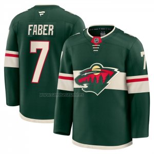 Camiseta Hockey Minnesota Wild Brock Faber Aniversario Premium Verde Camiseta Hockey Minnesota Wild Brock Faber Aniversario Premium Verde