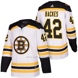 Camiseta Hockey Hombre Autentico Boston Bruins 42 David Backes 2018 Away Blanco
