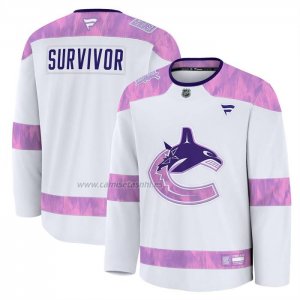 Camiseta Hockey Vancouver Canucks Hockey Fights Cancer Primera Blanco Camiseta Hockey Vancouver Canucks Hockey Fights Cancer Primera Blanco