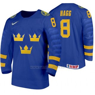 Camiseta Hockey Suecia Robert Hagg Away 2020 IIHF World Junior Championships Azul