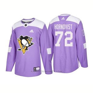 Camiseta Hockey Hombre Autentico Pittsburgh Penguins 72 Patric Hornqvist Hockey Fights Cancer 2018 Violeta