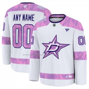 Camiseta Hockey Dallas Stars 2024 Fights Cancer Personalizada Blanco