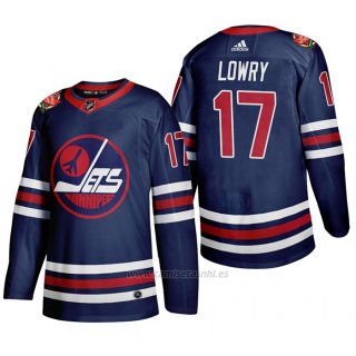 Camiseta Hockey Winnipeg Jets Adam Lowry 2019 Heritage Classic Azul