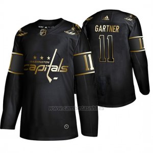 Camiseta Washington Capitals Mike Gartner Golden Edition Retired Jugador Autentico Negro
