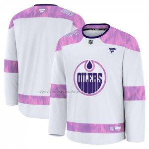 Camiseta Hockey Edmonton Oilers 2024 Fights Cancer Blanco