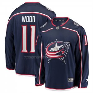 Camiseta Hockey Columbus Blue Jackets Miles Wood Primera Breakaway Azul
