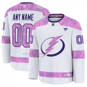 Camiseta Hockey Tampa Bay Lightning 2024 Fights Cancer Personalizada Blanco