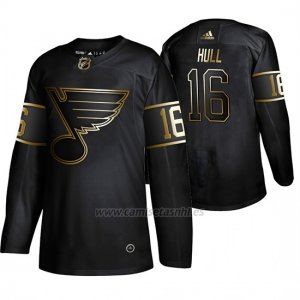 Camiseta St. Louis Blues Brett Hull Golden Edition Retired Jugador Autentico Negro