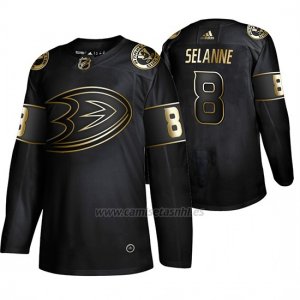 Camiseta Anaheim Ducks Teemu Selanne Golden Edition Retired Jugador Autentico Negro