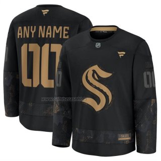 Camiseta Hockey Seattle Kraken 2024 Military Appreciation Personalizada Negro