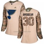 Camiseta Hockey Mujer St. Louis Blues 30 Martin Brodeur Camo Autentico 2017 Veterans Day Stitched