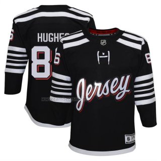 Camiseta Hockey Nino New Jersey Devils Jack Hughes Alterno Premier Negro