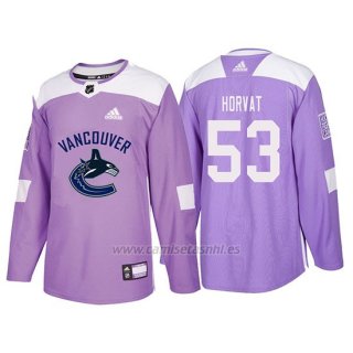 Camiseta Vancouver Canucks Bo Horvat Hockey Fights Cancer Violeta