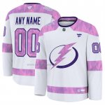 Camiseta Hockey Tampa Bay Lightning 2024 Fights Cancer Personalizada Blanco