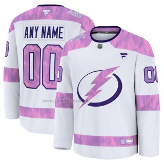 Camiseta Hockey Tampa Bay Lightning 2024 Fights Cancer Personalizada Blanco