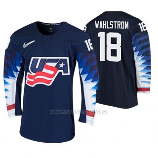 Camiseta Hockey USA Oliver Wahlstrom 2020 IIHF World Junior Championship Negro