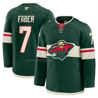 Camiseta Hockey Minnesota Wild Brock Faber Aniversario Premium Verde