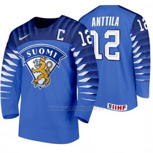 Camiseta Hockey Finlandia Marko Anttila Away 2020 IIHF World Championship Azul
