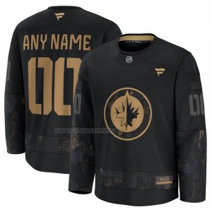 Camiseta Hockey Winnipeg Jets 2024 Military Appreciation Personalizada Negro