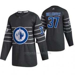 Camiseta Hockey Winnipeg Jets Connor Hellebuyck Autentico 2020 All Star Gris