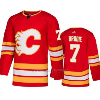 Camiseta Calgary Flames Tj Brodie Alternato Adidas Autentico Rojo