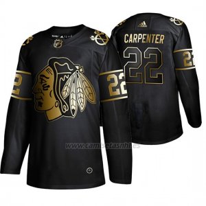 Camiseta Chicago Blackhawks Ryan Carpenter Golden Edition Autentico Negro