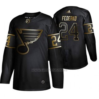 Camiseta St. Louis Blues Bernie Federko Golden Edition Retired Jugador Autentico Negro