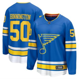 Camiseta Hockey St Louis Blues Jordan Binnington Primera Breakaway Azul