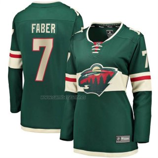Camiseta Hockey Mujer Minnesota Wild Brock Faber Primera Breakaway Verde