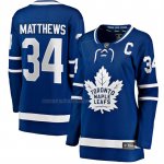 Camiseta Hockey Mujer Toronto Maple Leafs Auston Matthews Captain Patch Primera Breakaway Azul