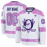 Camiseta Hockey Anaheim Ducks 2024 Fights Cancer Personalizada Blanco