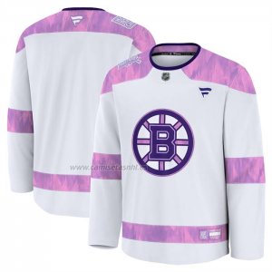 Camiseta Hockey Boston Bruins 2024 Fights Cancer Practica Blanco