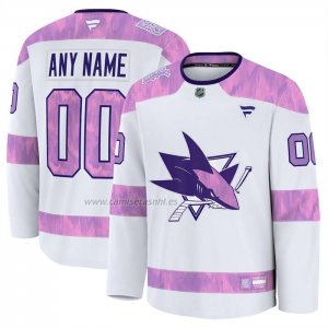 Camiseta Hockey San Jose Sharks 2024 Fights Cancer Personalizada Blanco